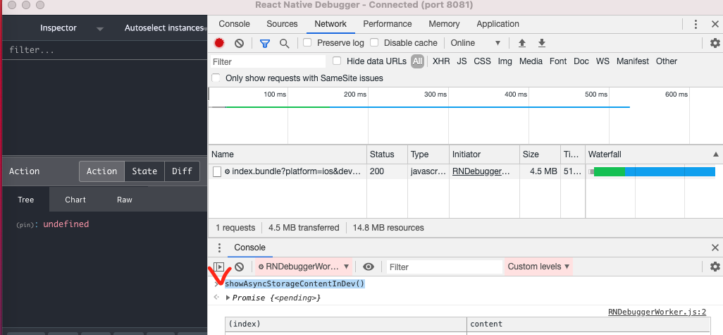 Reactnative AsyncStorage 데이터 보는법