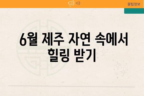  6월 제주 자연 속에서 힐링 받기