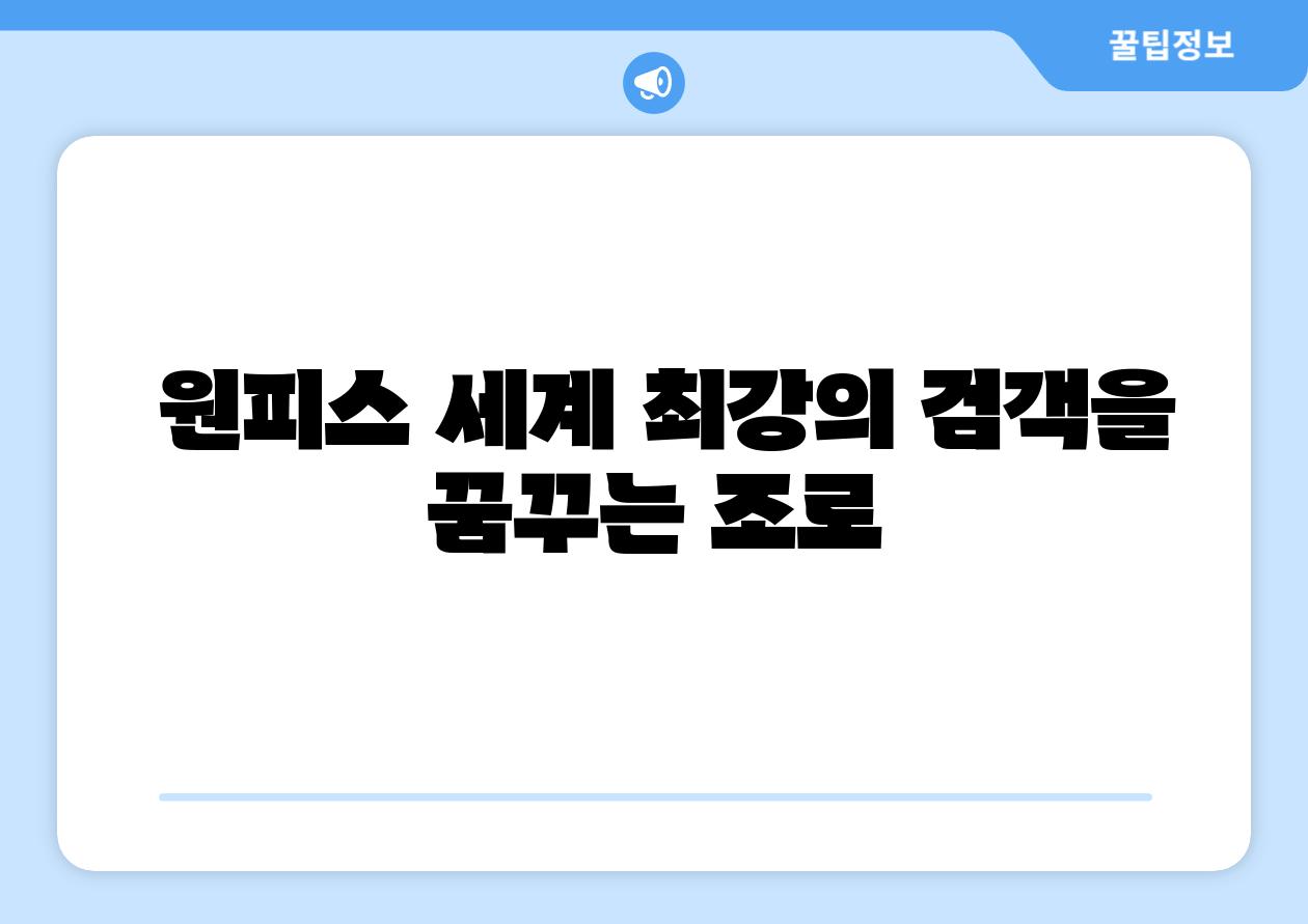  원피스 세계 최강의 검객을 꿈꾸는 조로