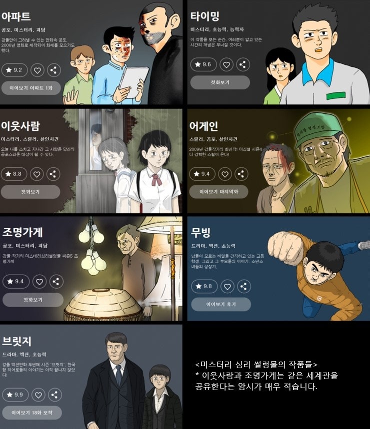 강풀 작가의 웹툰 모음