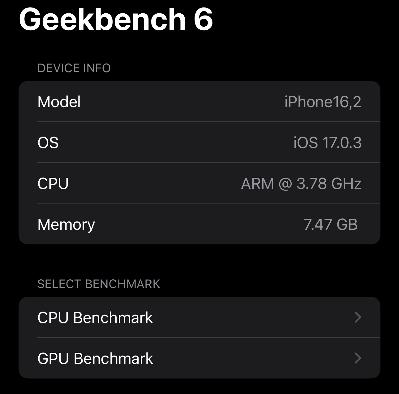 iPhone 15 Pro Max Geekbench