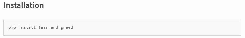 pip install fear-and-greed@Pypi
