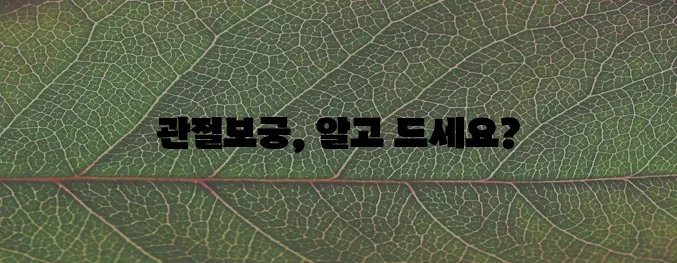 관절보궁 효능과 부작용 꼼꼼히 알아봐야 합니다