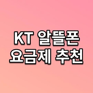  KT 알뜰폰 요금제 추천
