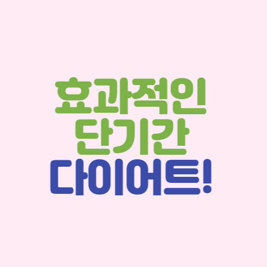  효과적인 단기간 다이어트! 단기간 체중감량!