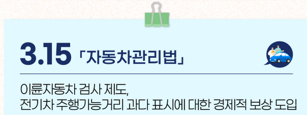 이륜자동차 검사, 전기차 주행가능거리 과다 표시에 대한 경제적 보상 도입