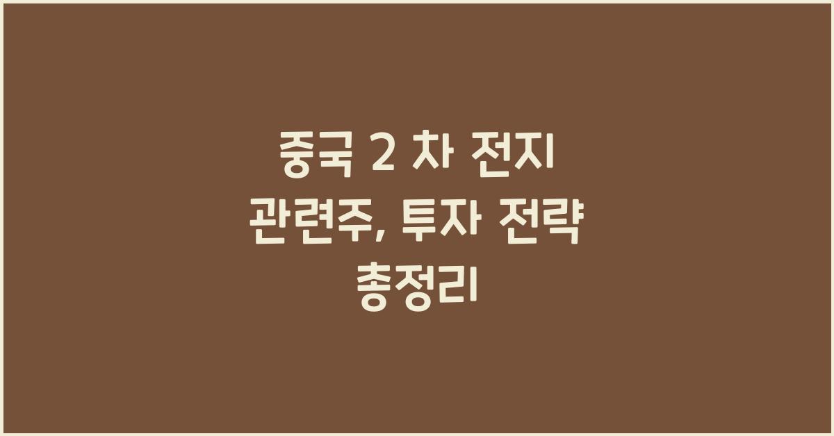 중국 2 차 전지 관련주