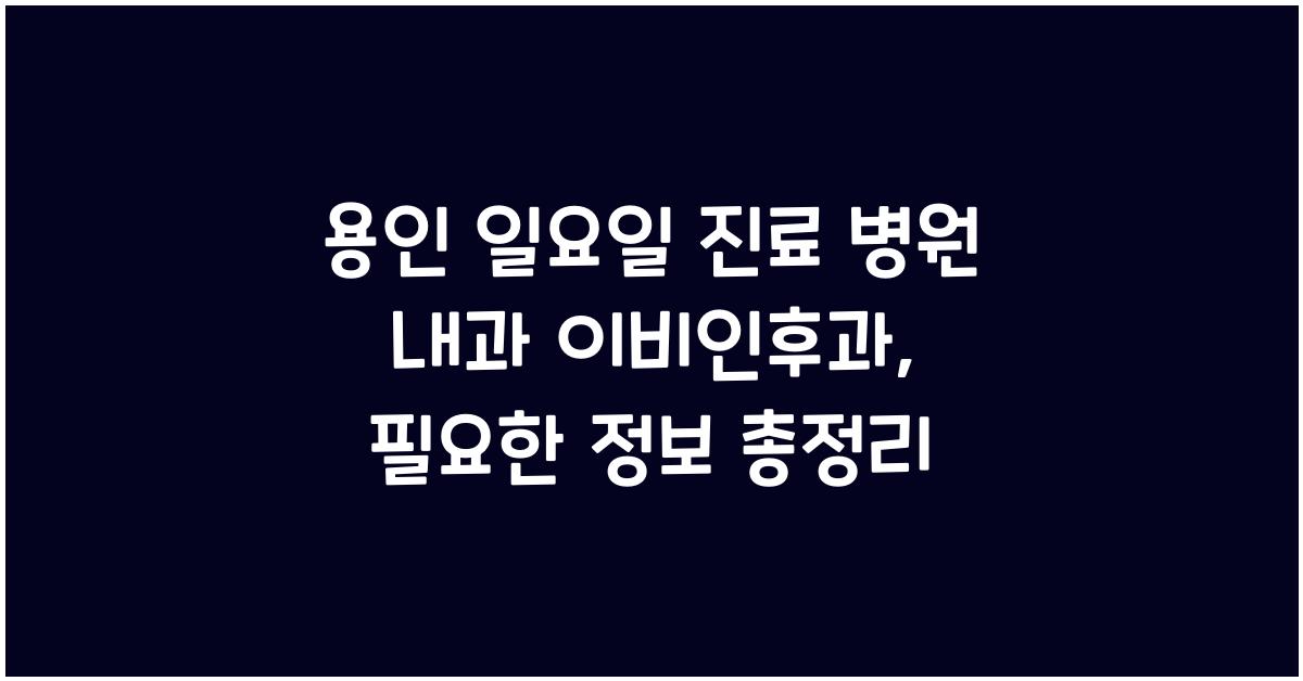 용인 일요일 진료 병원 내과 이비인후과
