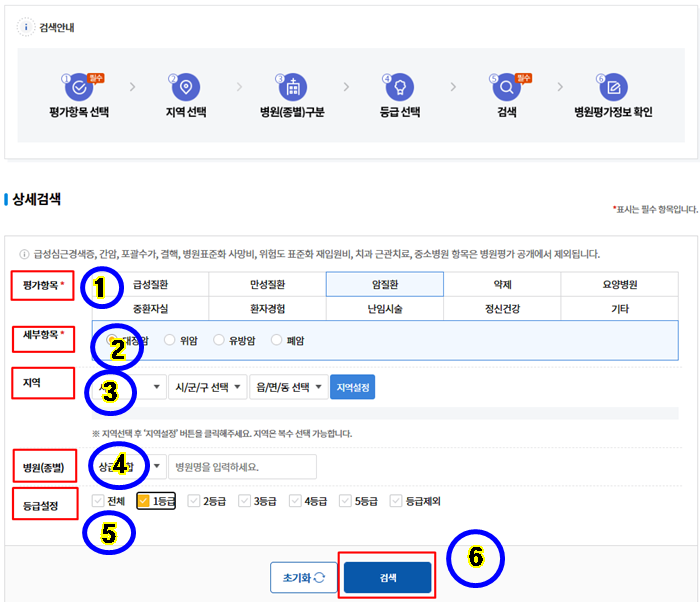 병원평가-검색조건