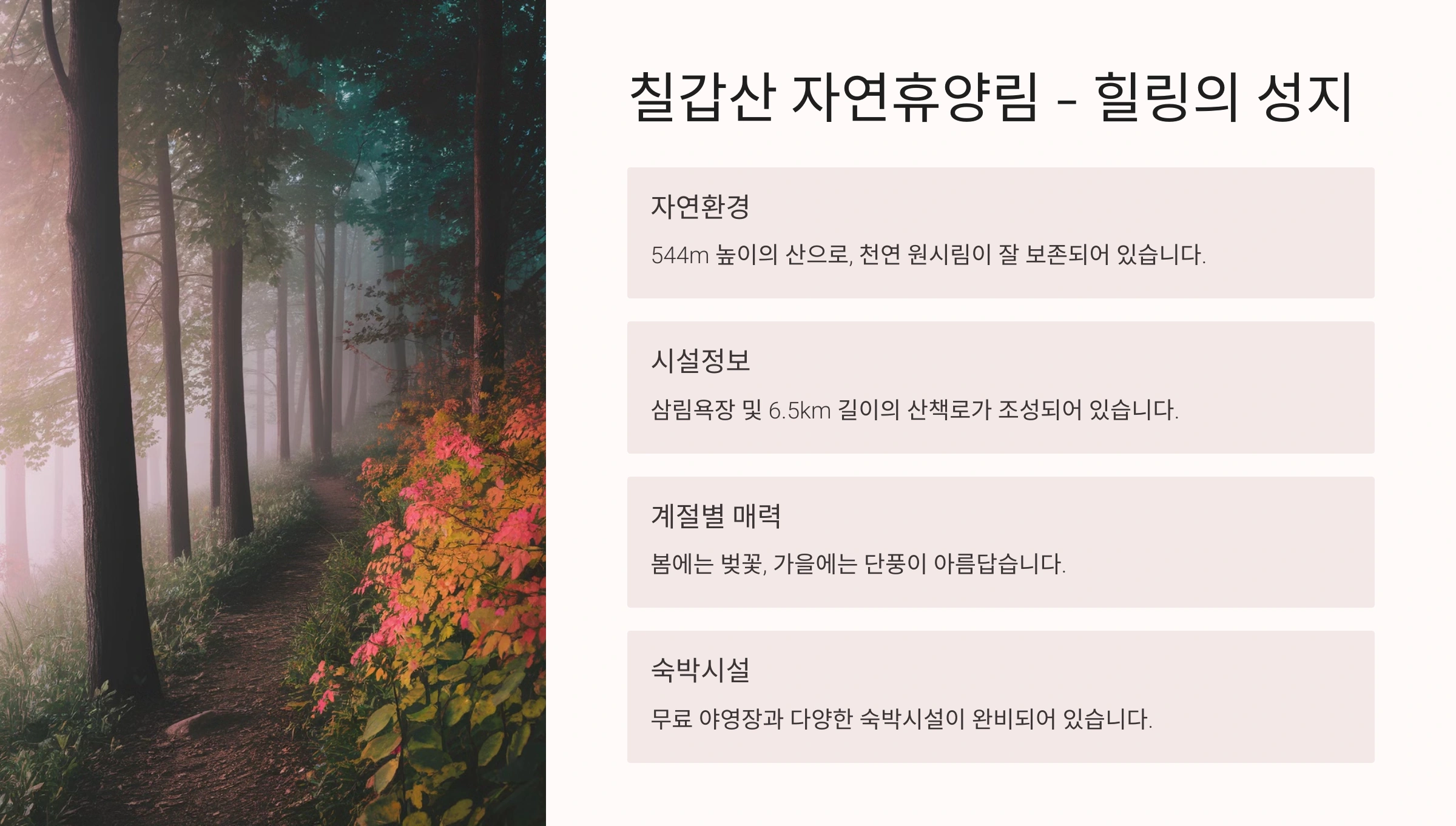 칠갑산 자연휴양림