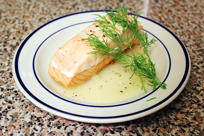 Poached Salmon in White Wine