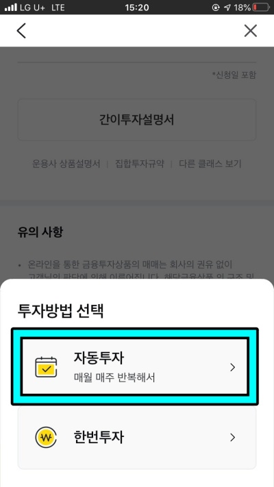 카카오펀드 투자방법 선택