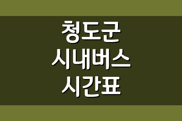  청도군 시내버스 시간표와 요금표 알아보기