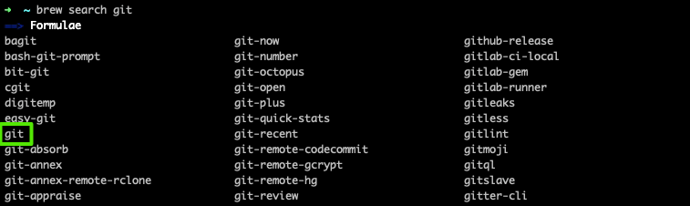 brew search git