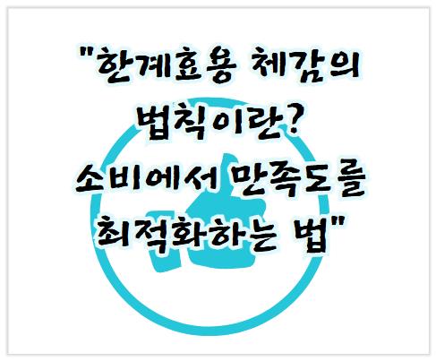 한계효용 체감의 법칙이란? 소비에서 만족도를 최적화하는 법