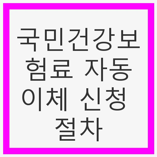 국민건강보험료 자동이체의 중요성