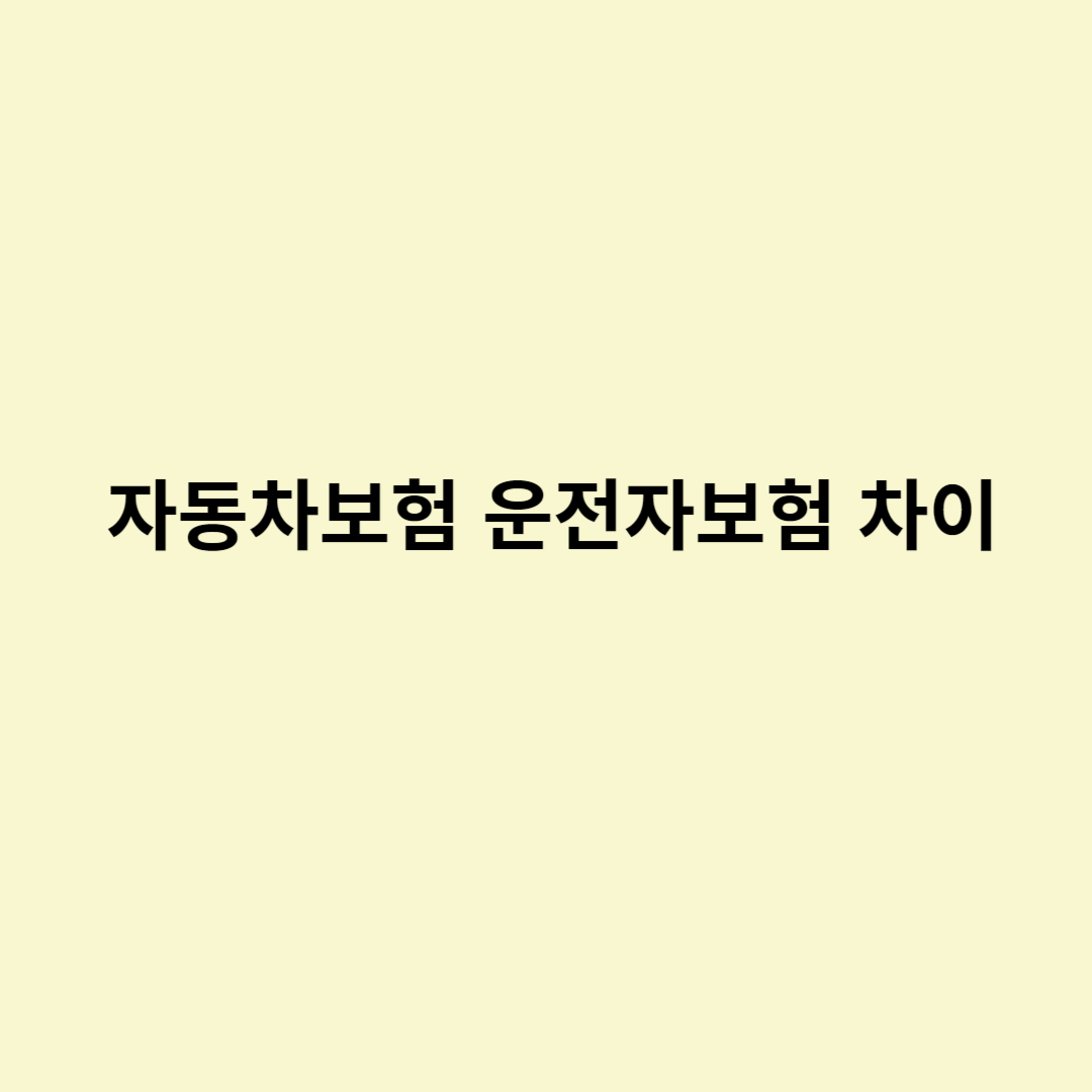  자동차보험 운전자보험 차이