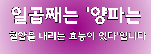  일곱째는 '양파는 혈압을 내리는 효능이 있다'입니다