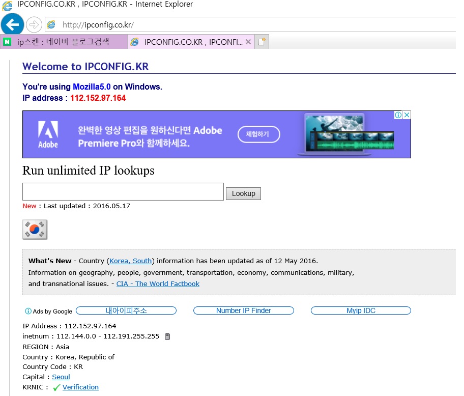  PC에서 사용하는 공인IP 확인하는 방법