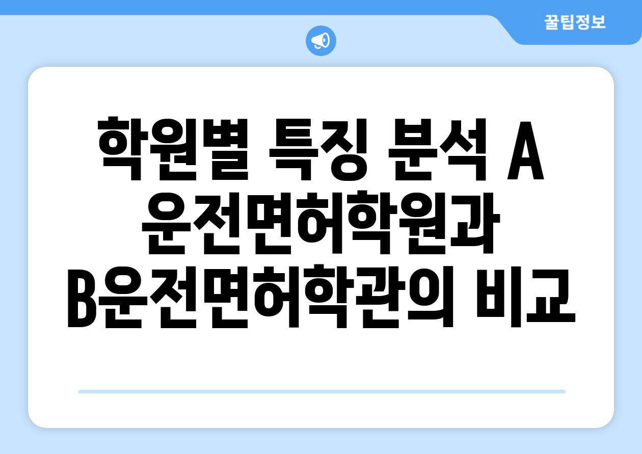 학원별 특징 분석 A 운전면허학원과 B운전면허학관의 비교