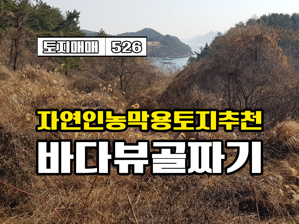  경남고성부동산 바닷가 가까운 골짜기 바다뷰 토지매매 - 3500만원