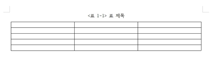 표 제목 작성 예시