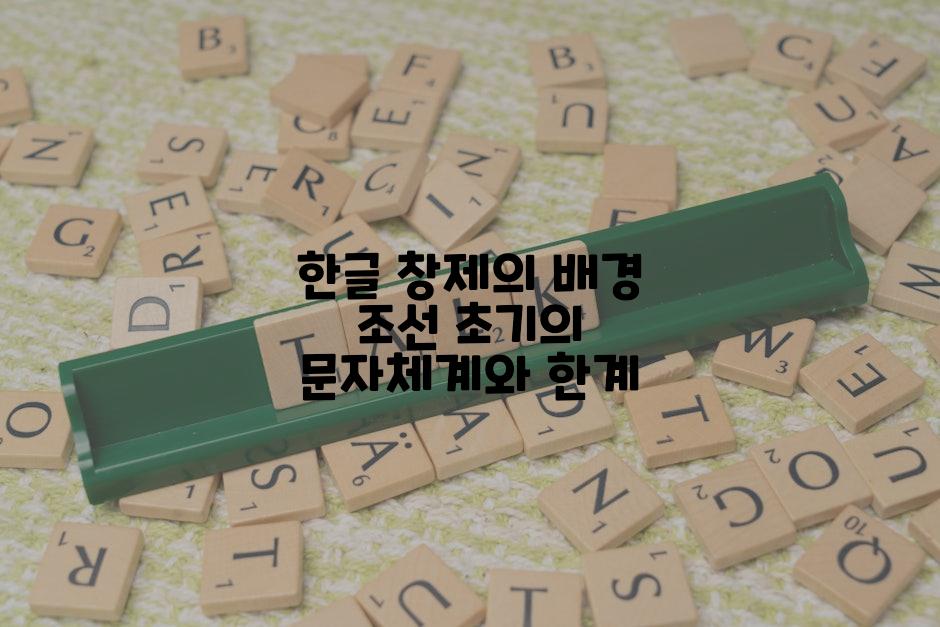 한글 창제의 배경 조선 초기의 문자체계와 한계