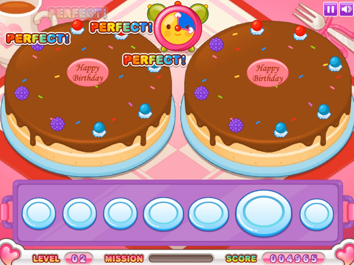쥬디의-케이크-꾸미기-플래시게임-플레이-우측에-있는-초코-케이크와-동일하게-완성한-화면