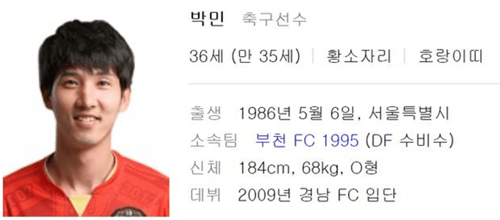 포털사이트에-등록돼있는-축구선수-박민의-프로필