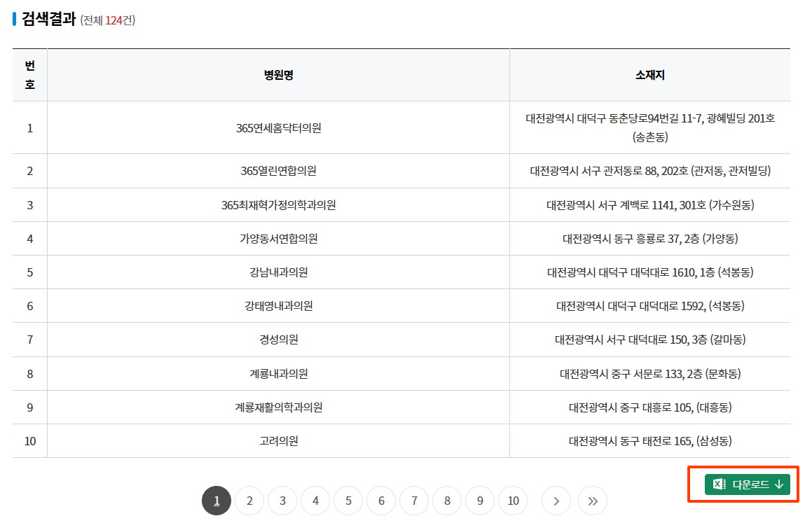 대전 설연휴 병원