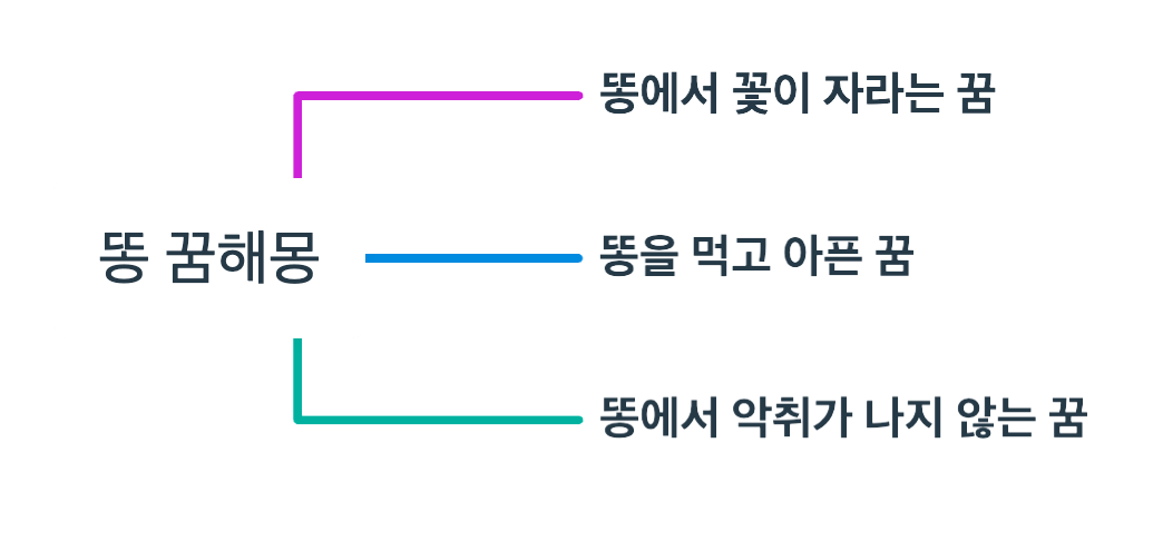 똥 꿈해몽 정리 마인드 맵