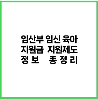 임산부 임신 육아 지원금 지원 제도 정보