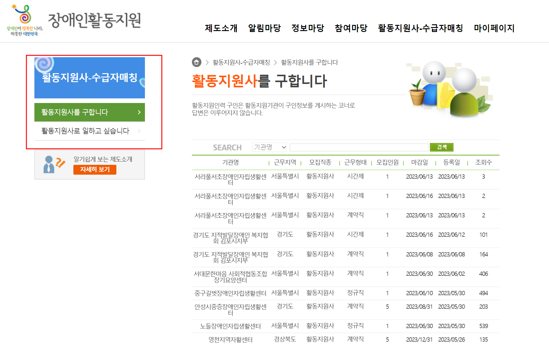 장애인활동지원사-취직