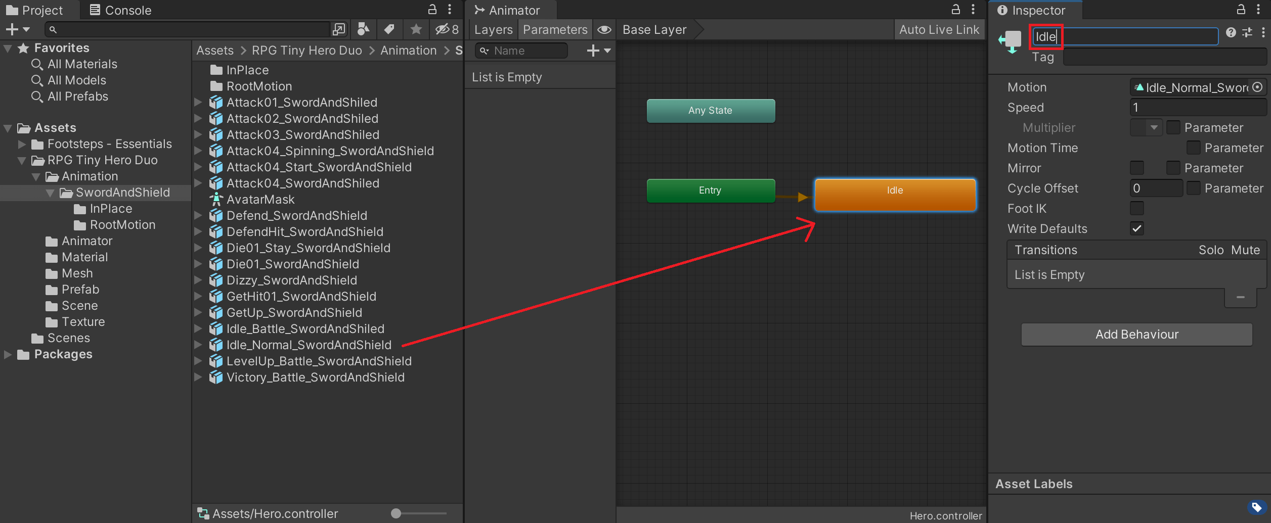Animator 설정 - Idle