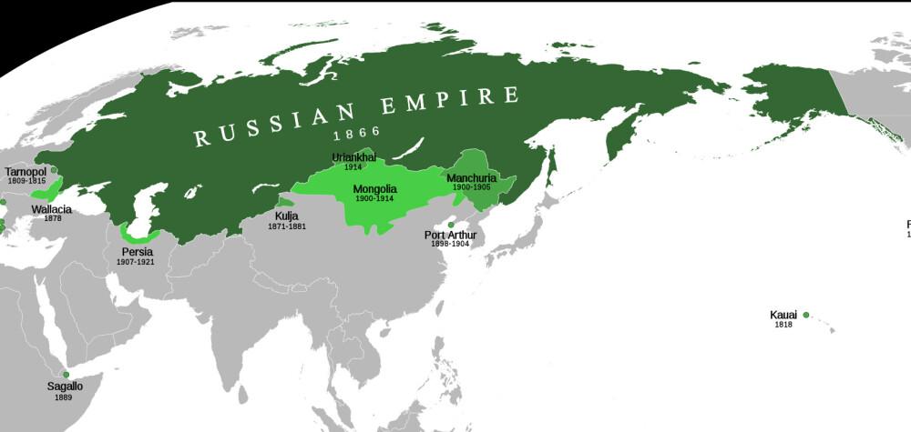 그레이트 게임 중 러시아 제국 최대 판도