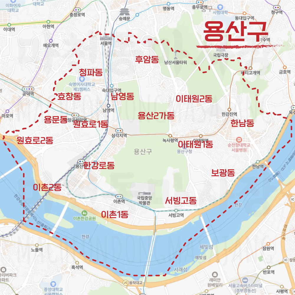 서울특별시-용산구-선거구-동표시