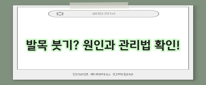 발목 붓는 이유 10가지와 효과적인 관리법을 알아보자!