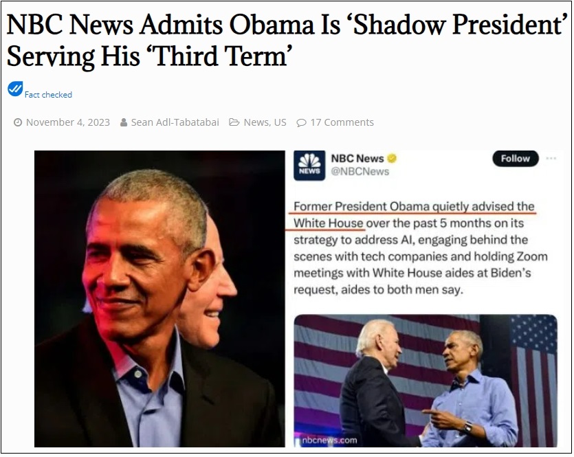버락 오바마&#44; 지난 3년간 미국의 &#39;그림자 대통령&#39;으로 활동...바이든은 허수아비? NBC News Admits Obama Is ‘Shadow President’ Serving His ‘Third Term’