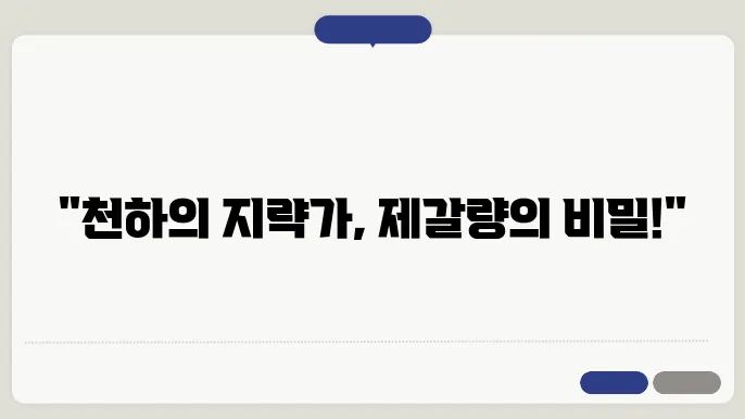 제갈량: 천하의 명재상이자 지략가의 삶