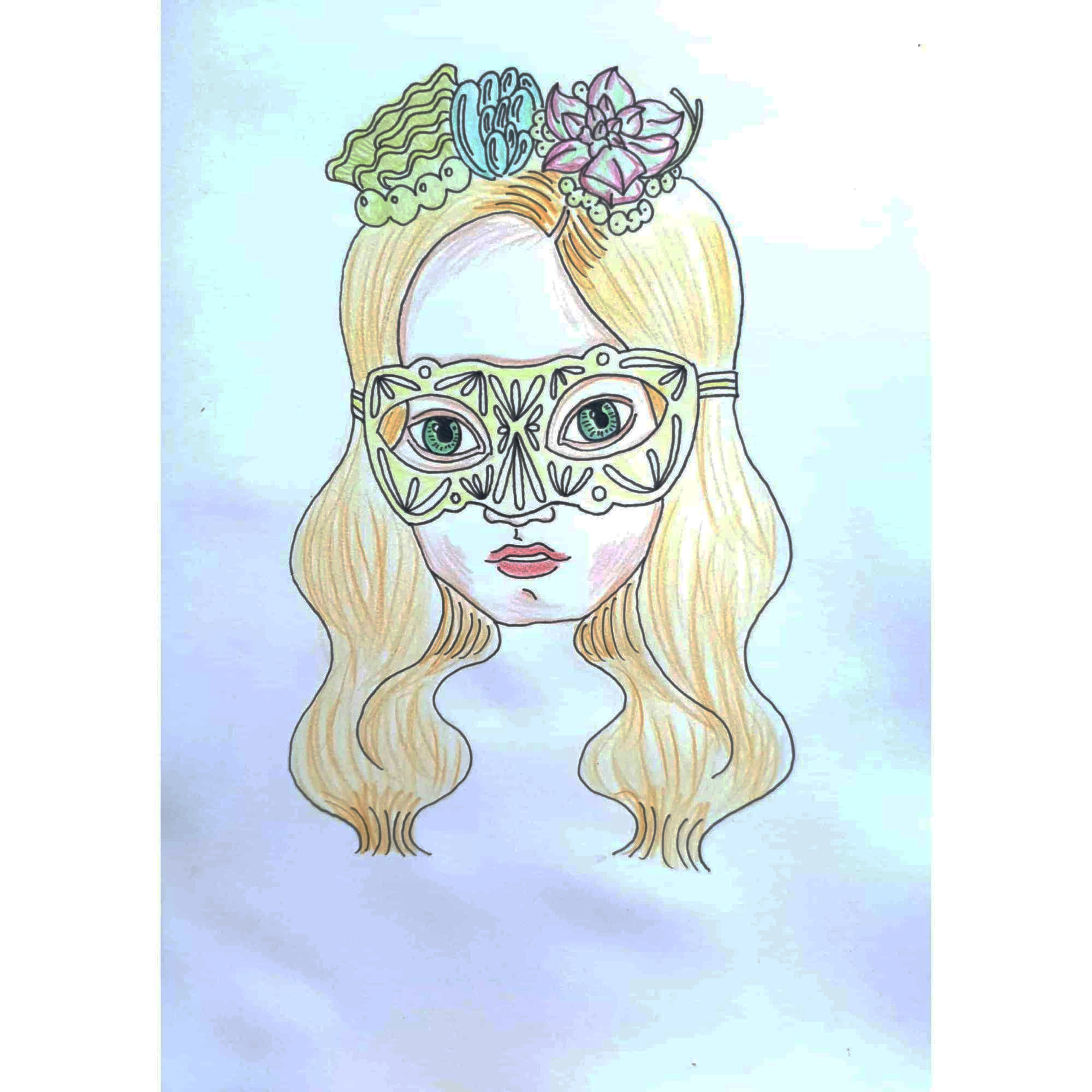  Mask Girl 마스크를 쓴 소녀 / 일러스트 그림 드로잉 / 인물화 그리기