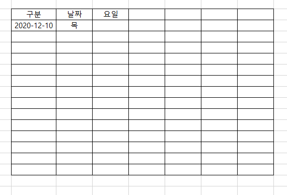 엑셀요일함수