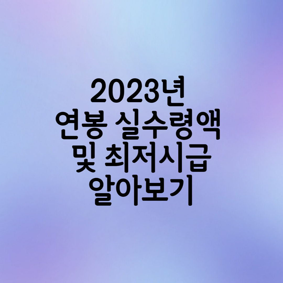  2023 연봉 실수령액 및 최저시급 알아보기!