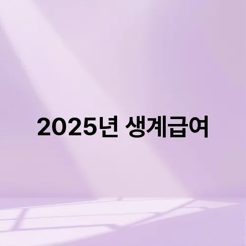 2025년 생계급여