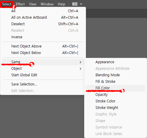illustrator-select-same-fill-color