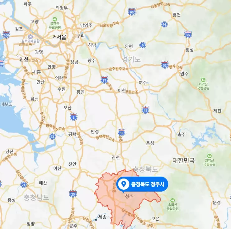 충북-청주-지도상-위치-이미지