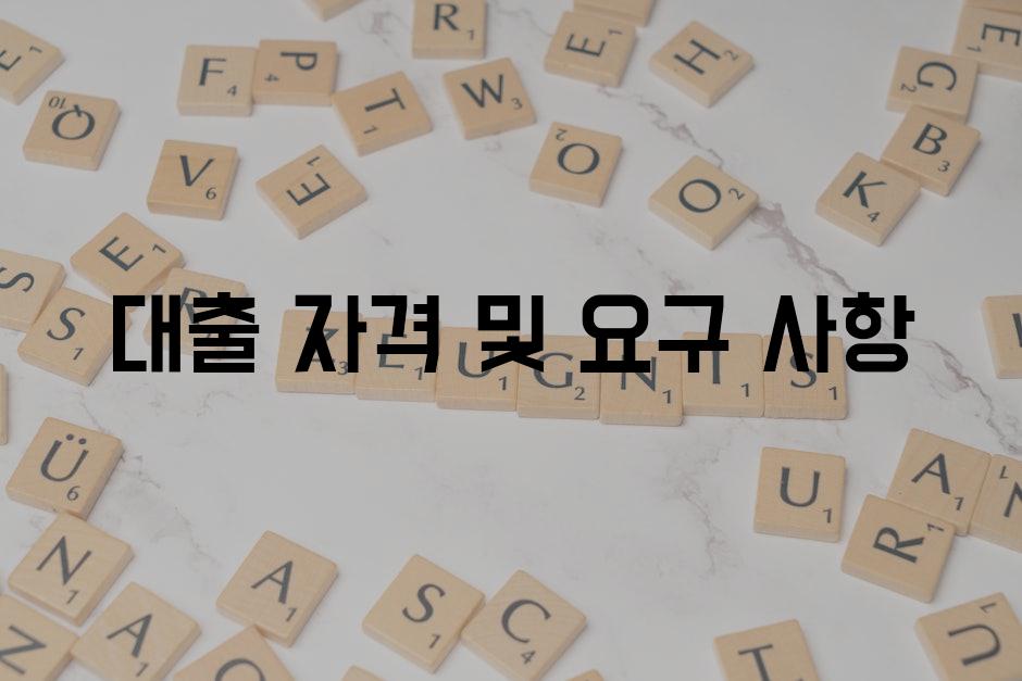 대출 자격 및 요구 사항