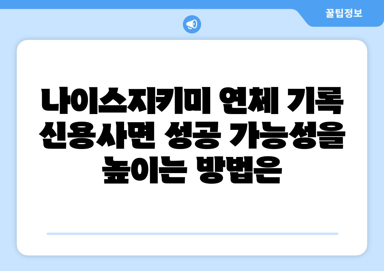 나이스지키미 연체 기록 신용사면 성공 가능성을 높이는 방법은