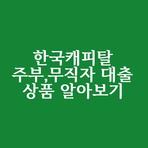  한국캐피탈 주부 무직자 대출 상품 알아볼까요?