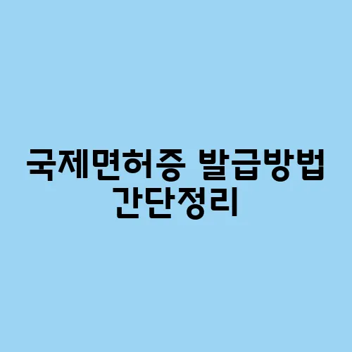국제면허증 발급방법 간단정리