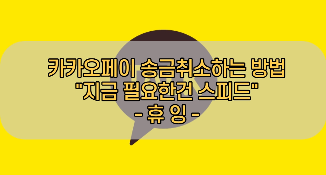  카카오페이 송금취소하는 방법 "지금 필요한건 스피드"